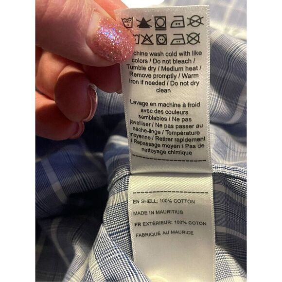 UNTUCKit Men's Blue Plaid Slim Fit Wrinkle Free Cotton Button Up Shirt Size 2XL - Picture 3 of 13